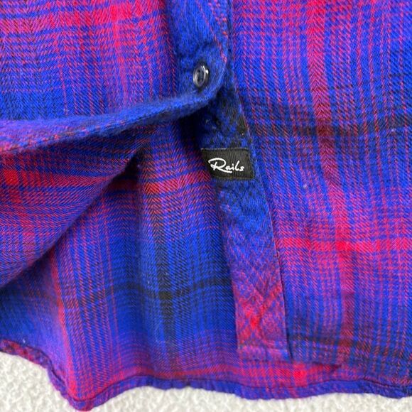 Rails Hunter Plaid Flannel Button Up Azure Scarlet Women's Medium Vibrant Soft - Picture 8 of 12